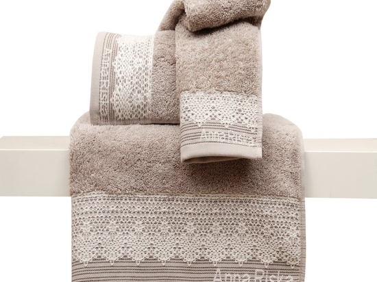 Πετσέτα Σετ Με Κορδέλα 3τμχ Des. Karla 2.Beige Anna Riska Σετ Πετσέτες 100% Βαμβάκι