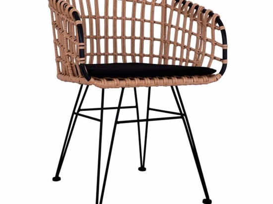 Πολυθρόνα Τύπου Φωλιά Μεταλλική Με Μπεζ Wicker HM5456