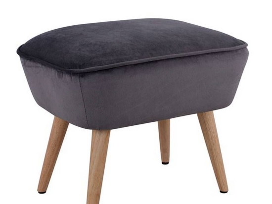 Σκαμπό Υποπόδιο Emilie HM8393.01 52x36x41cm Βελούδινο Grey Ξύλο,Ύφασμα