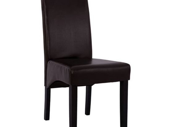 Καρέκλα Roxie HM8328.01 Με Καφέ Τεχνόδερμα Σετ 2τμχ Ξύλο,Τεχνόδερμα
