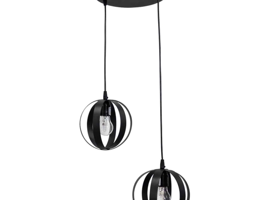 Φωτιστικό Οροφής Κρεμαστό Lama/2L Pendel 34-0061 Black Μέταλλο,Πλαστικό