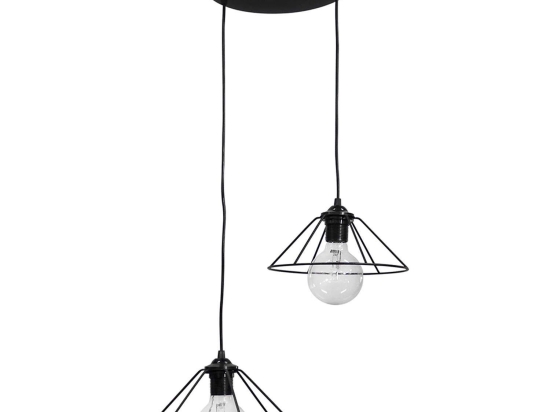 Φωτιστικό Οροφής Κρεμαστό Fun-350 Pendel 2/L 34-0077 Black Μέταλλο,Πλαστικό