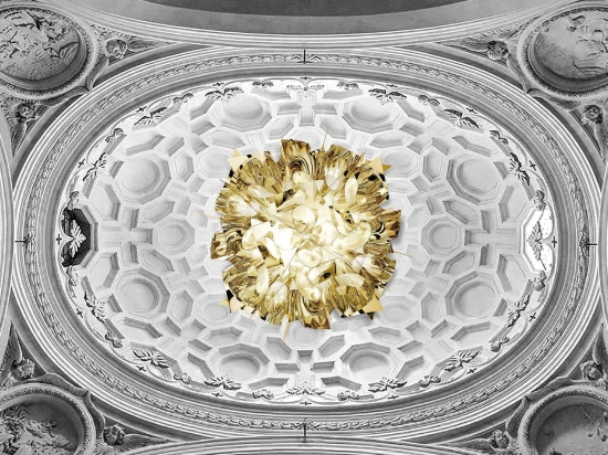 Φωτιστικό Οροφής - Τοίχου Veli Large Gold Slamp Αλουμίνιο,Πολυπροπυλένιο