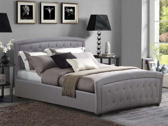 Κρεβάτι Odelia HM550.05 Με Ύφασμα Dark Grey Διπλό Ξύλο,Ύφασμα