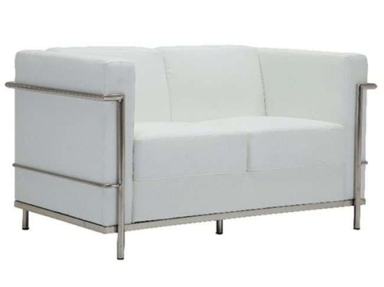Καναπές Genova Ε947,21 Inox & Pu White Ξύλο,Ύφασμα