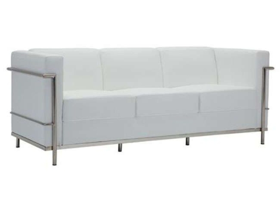 Καναπές Genova Ε947,31 Inox & Pu White Ξύλο,Ύφασμα