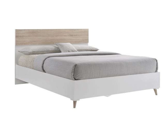 Κρεβάτι Alida Ε7349,2 Sonoma-White Υπέρδιπλο Ξύλο,Ύφασμα