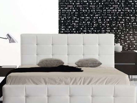 Κρεβάτι Fidel Ε8087,1 Pu White Διπλό Ξύλο,Ύφασμα