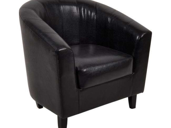 Πολυθρόνα Boga Με Δερματίνη Ε7129,1W Black Ξύλο,Ύφασμα