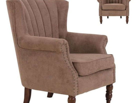 Πολυθρόνα Cosa Ε7131,1 Με  Ύφασμα Dark Brown Ξύλο,Ύφασμα