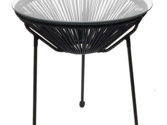 Τραπεζάκι Μεταλλικό Με Rattan Acapulco Φ.50cm Ε246,2 Black