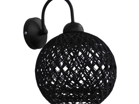 Φωτιστικό Τοίχου-Απλίκα Silk-01/ΑΡ Φ20 31-1154 Black Heronia Σχοινί,Μέταλλο