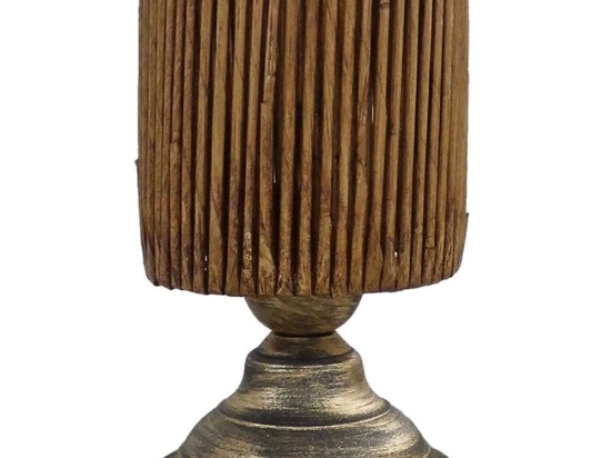 Φωτιστικό Επιτραπέζιο 09-0112 TL-06 Kyoto Ε27 H25XΦ15cm Bronze-Brown Heronia Μέταλλο,Bamboo