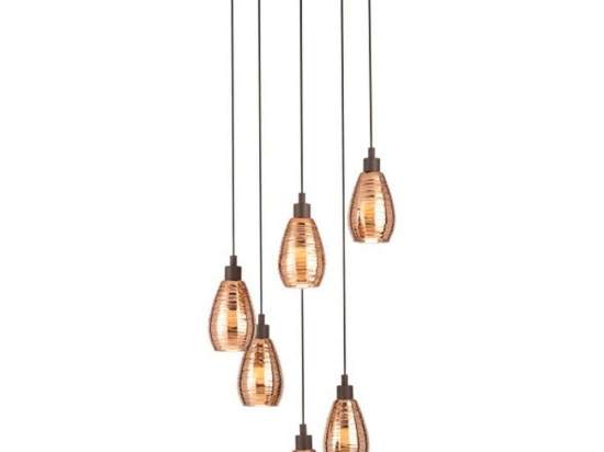 Φωτιστικό Οροφής 39508 Siracusa E27/6 Bronze-Brown Eglo Μέταλλο,Γυαλί