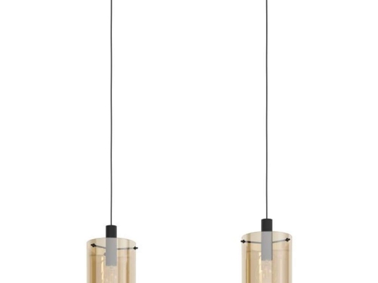 Φωτιστικό Οροφής - Ράγα 39538 Polverara E27/2 Black-Brass  Eglo Μέταλλο,Γυαλί