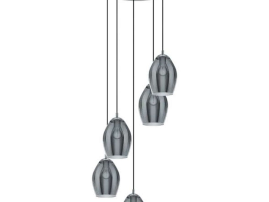 Φωτιστικό Οροφής 39567 Estanys E27/5 Nickel-Clear Eglo Μέταλλο,Γυαλί