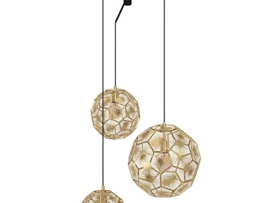 Φωτιστικό Οροφής 39758 Skoura E27/3 Black-Brass Eglo Μέταλλο,Γυαλί