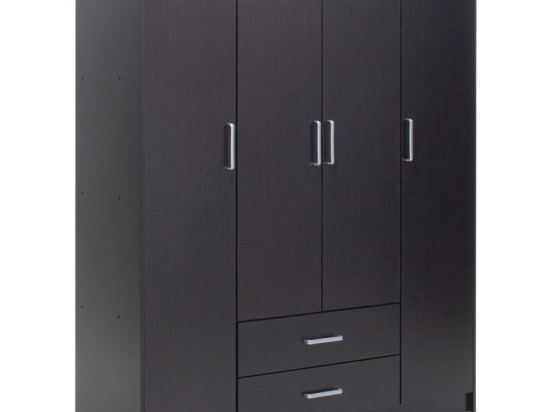 Ντουλάπα ρούχων τετράφυλλη OLYMPUS pakoworld χρώμα wenge 159x57x183εκ