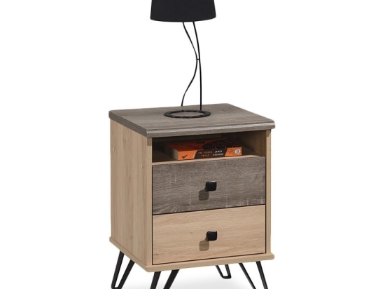 Κομοδίνο Bruno pakoworld με 2 συρτάρια χρώμα viscount - toro 39,5x39,5x56,5εκ