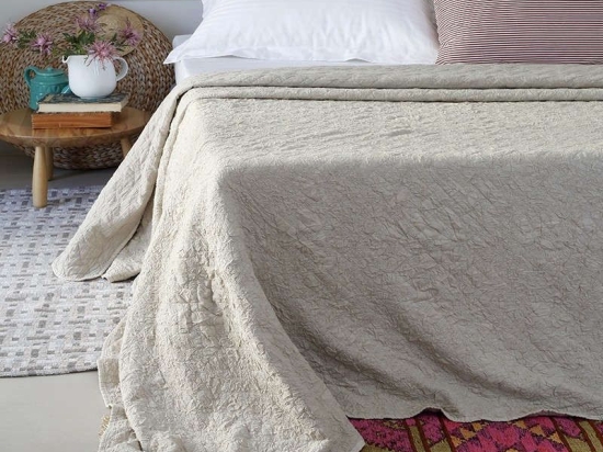 Κουβερλί Confi Stonewashed Beige Melinen Υπέρδιπλο 200x240cm Πολυέστερ