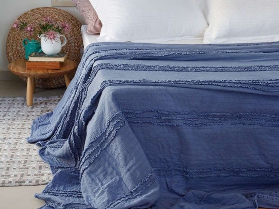 Κουβερλί Reina Stonewashed Jean Melinen Υπέρδιπλo 200x240cm Πολυέστερ