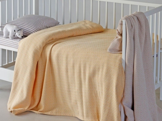 Κουβέρτα Βρεφική Alba Πλεκτή Beige Melinen Αγκαλιάς 100% Βαμβάκι