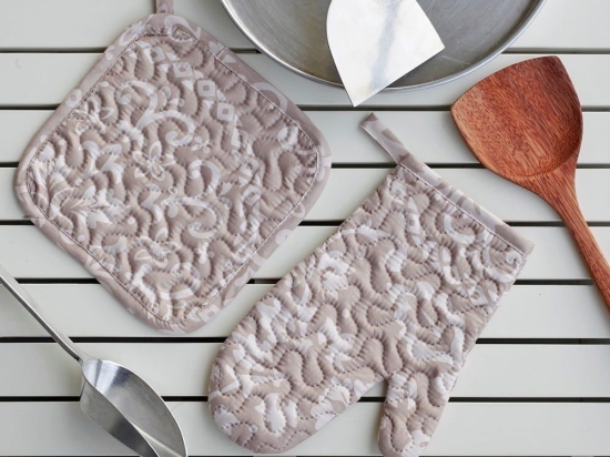 Πιάστρα Και Γάντι Κουζίνας Σετ 2τμχ Dakota Beige Melinen Microfiber
