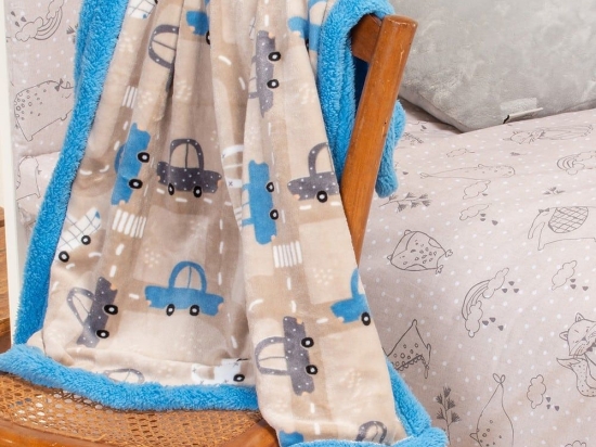 Κουβέρτα Βρεφική Cars Beige-Blue Melinen Κούνιας 105x160cm Πολυέστερ