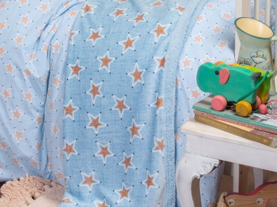 Κουβέρτα Βρεφική Mini Stars Boy Blue Melinen Αγκαλιάς 80x105cm Πολυέστερ