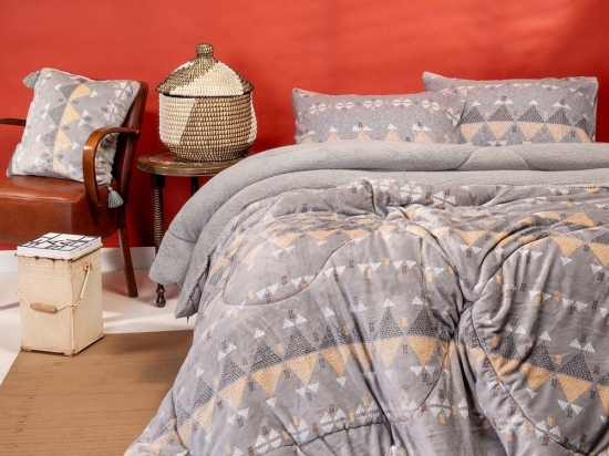 Κουβερτοπάπλωμα Wampum Grey Melinen Υπέρδιπλo 220x240cm Πολυέστερ