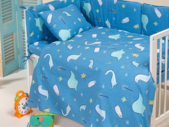Πάντα Κούνιας Zoo Boy Blue Melinen 40x195cm 100% Βαμβάκι