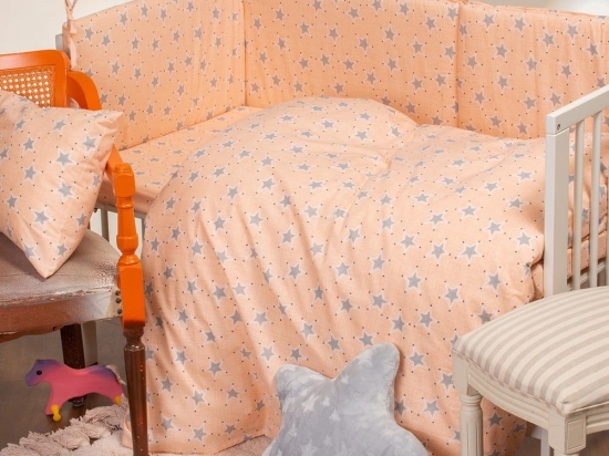 Σεντόνι Βρεφικό Με Λάστιχο Mini Stars Rose Melinen Κούνιας 70x157cm 100% Βαμβάκι