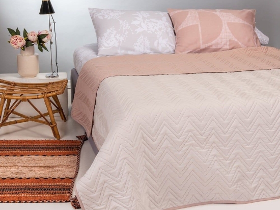 Κουβερλί Flavio Διπλής Όψης Ecru-Rose Melinen Μονό 160x240cm Πολυέστερ
