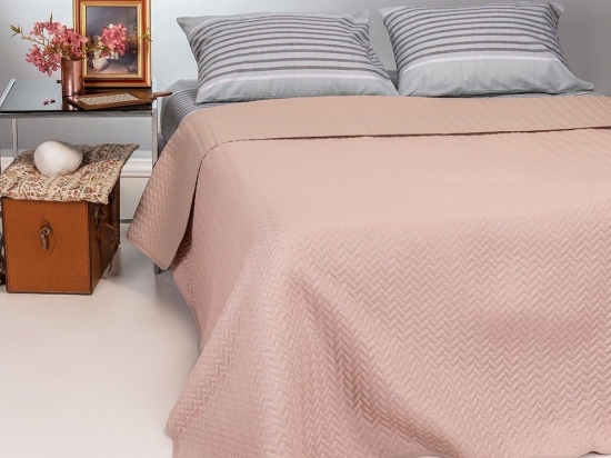 Κουβερλί Luigi Διπλής Όψης Rose-Somon Melinen Υπέρδιπλο 220x240cm Πολυέστερ