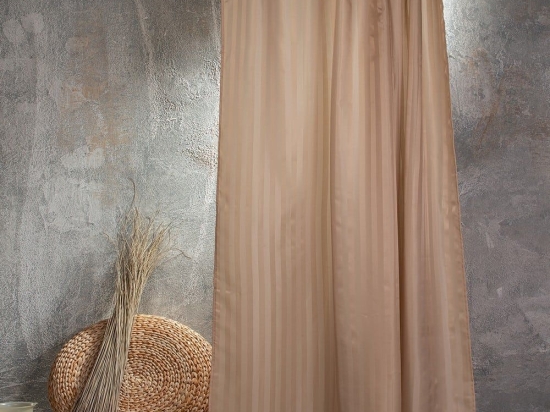 Κουρτίνα Μπάνιου Jacquard Beige Melinen 180Πx180Υ 180x180cm Πολυέστερ