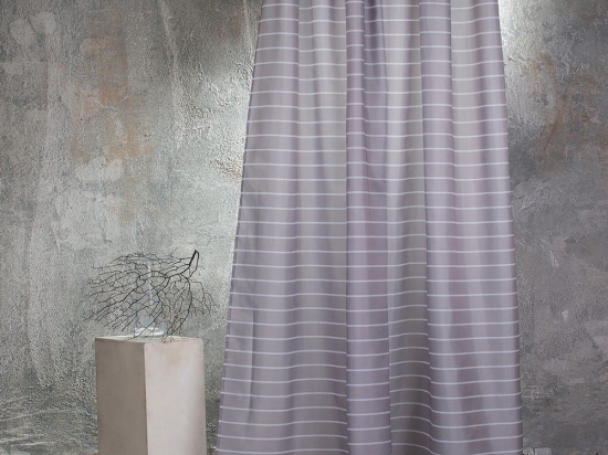 Κουρτίνα Μπάνιου Stripe Grey Melinen 180Πx200Υ 180x200cm Πολυέστερ