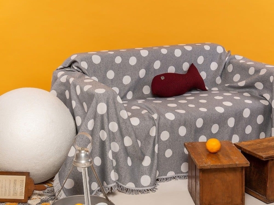 Ριχτάρι Edith Grey Melinen Πολυθρόνα 180x180cm 100% Βαμβάκι