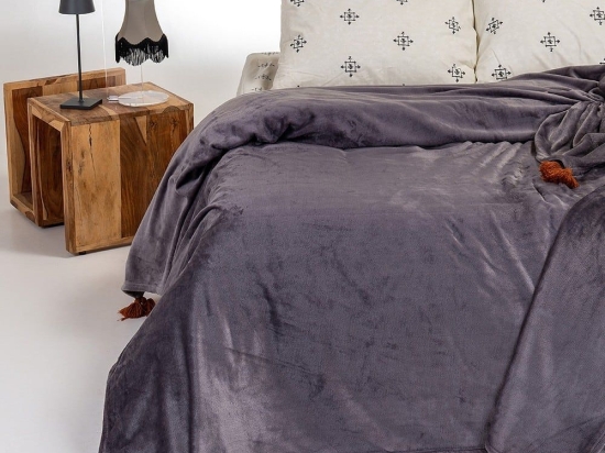 Κουβέρτα Berlin Fleece Dark Grey Melinen Μονό 160x220cm Πολυέστερ