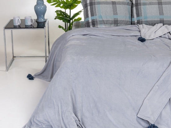 Κουβέρτα Berlin Fleece Light Grey Melinen Μονό 160x220cm Πολυέστερ