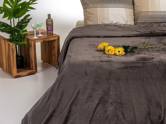 Κουβέρτα Tokyo Fleece Brown Grey Melinen Μονό 160x220cm Πολυέστερ