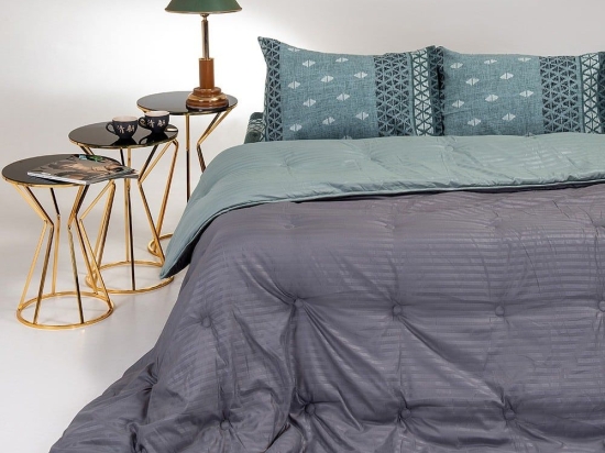 Πάπλωμα Elle Διπλής Όψης Dark Grey-Aqua Melinen Υπέρδιπλο 220x240cm Microfiber