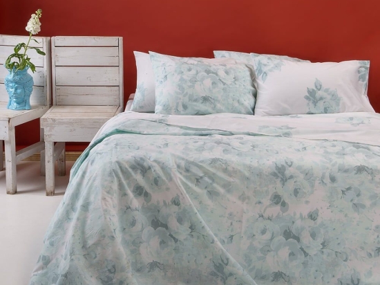 Σεντόνια Porchia (Σετ 4τμχ) Aqua Melinen Διπλό 205x270cm 100% Βαμβάκι