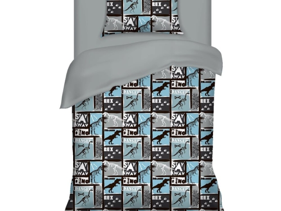 Σεντόνια Παιδικά Dino (Σετ 3τμχ) Black-Blue Melinen Μονό 160x260cm 100% Βαμβάκι