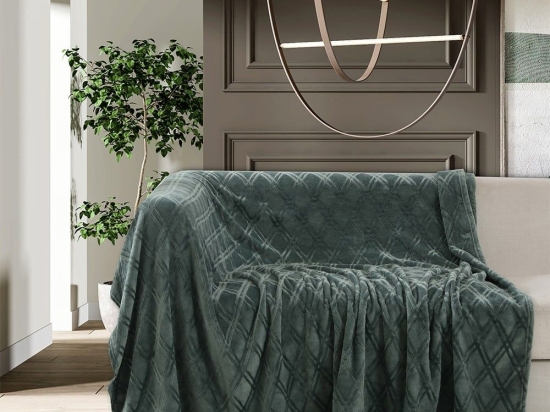 Ριχτάρι Flannel Ollie Dark Aqua Melinen Τριθέσιο 170x300cm Πολυέστερ