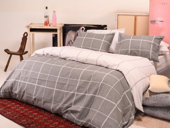 Σεντόνια Noah (Σετ 4τμχ) Grey Melinen Διπλό 205x270cm 100% Βαμβάκι
