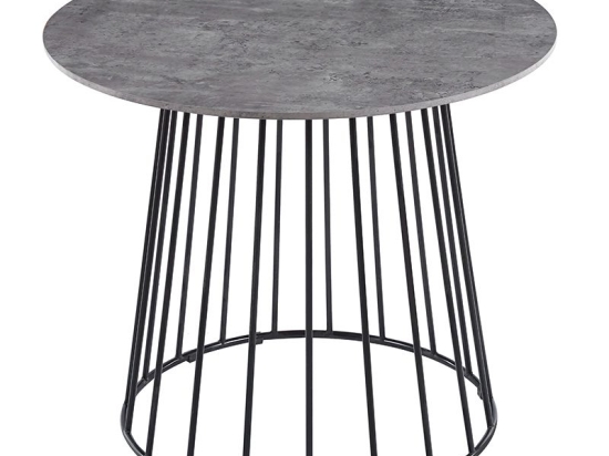 Τραπέζι Teresa pakoworld MDF γκρι cement-μαύρο Φ90x75εκ