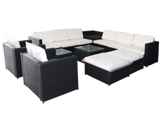 Bonsai Home Σετ Σαλόνι Κήπου Rattan 13 Τεμαχίων Μαύρο/Εκρού
