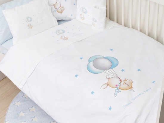 Borea Παπλωματοθήκη Κούνιας Sweet Dreams Baby Λευκό-Σιέλ 110 x 140 cm Λευκό-Σιέλ