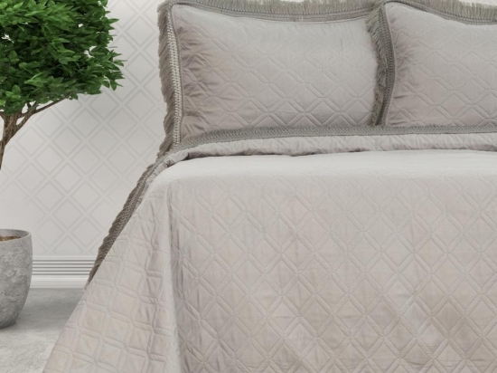 Borea Κουβερλί Εμπριμέ Σετ Dahlia Υπέρδιπλο 220 x 240 cm + (2) 50 x 70 cm Γκρι