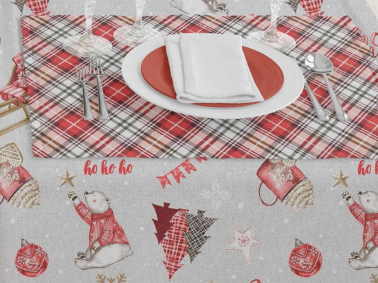 Borea Τραπεζομάντηλο Χριστουγεννιάτικο Noel 140 x 140 cm Γκρι